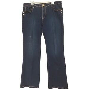 Vintage Baby Phat Jeans Womens Dk Wash Mid Rise Straight Leg Sz 20 Embroidered